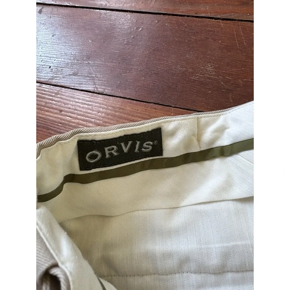 Orvis Ultimate Khaki Pants Mens 40x32 Beige Relaxed Fit Twill Trousers Pleated